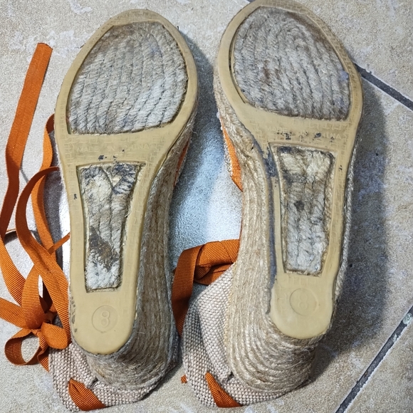 Montego Bay Club Leg Strap Beaded & Embroidered Pearl Wedges Espadrilles Size 8 - Picture 6 of 8